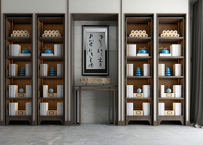 New Chinese-style Bookcase Decorative Bookcase 3d model