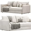 Light Gray Double Sofa With Throw Pillows And Cozy Blanket In Modern Design