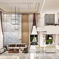 Modern Duplex Living Room Interior Design With Marble Staircase And Floor to Ceiling Windows