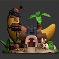 Cartoon wooden house banana house cartoon wooden house cartoon wooden house cartoon wooden house 3d model