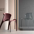 Modern Designer Dining Chairs Maroon And Transparent Styles For Stylish Interior
