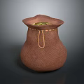 Brown Cloth Pouch With Stitched Closure Holding Gold Coins For Daily Use