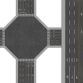 Municipal Road Design With Crossroad Lanes Circular Section And Traffic Markings