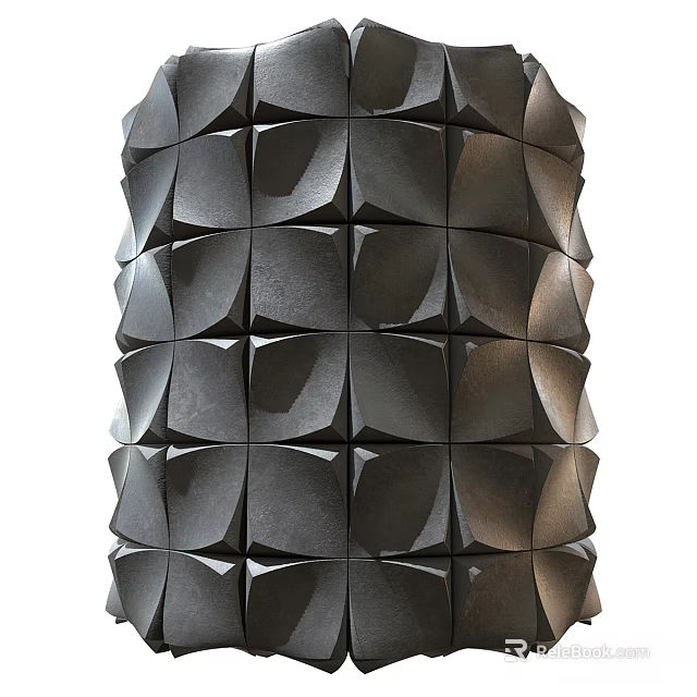 Geometric Decorative Component With Dark Colored Shaped Units In Stacked Arrangement 3d model 