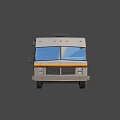 Beige Recreational Vehicle With Orange Stripes Roof Air Conditioners And Side Windows