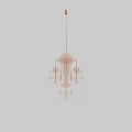 Modern Metallic Chandelier With Geometric Pattern And Hanging Decorative Elements