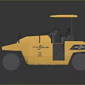 Yellow Construction Road Roller With Operator Cab And Heavy Duty Rollers 3d model