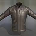 Black Leather Jacket with Stand Collar Zipper and Side Pockets Modern Design