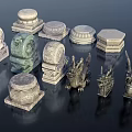 Ancient Architecture Stone Carvings With Traditional Sculptures Ornate Bases And Dragon Figures