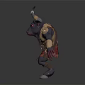 Armored Warrior Character With Horned Creature Design And Ornate Armor Details