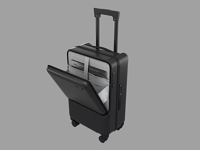 Black Hard Shell Suitcase With Open Lid Telescopic Handle Wheels And Internal Compartments 3d model
