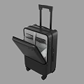 Black Hard Shell Suitcase With Open Lid Telescopic Handle Wheels And Internal Compartments 3d model