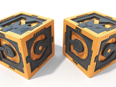 Industrial Equipment Cubic Structures With Yellow And Black Complex Design Components 3d model