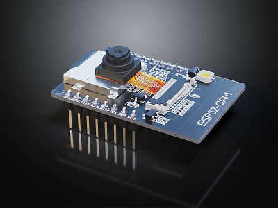 ESP32 CAM Circuit Board With Camera Module GPIO Pins And Electronic Components 3d model