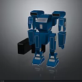 Blue Robot Character With Mechanical Limbs And Black Block Accessory