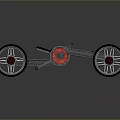 Modern Four Wheel Motorcycle Design With Red Accents And Shiny Black Frame