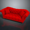 Elegant Red Tufted Multi-Seat Sofa With Curved Armrests And Soft Cushions