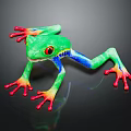 Vibrant Colorful Frog With Green Body Red Eyes Blue Legs And Red Toes