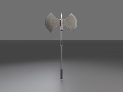 Double Headed Battle Axe With Sharp Blades And Metal Handle Design 3d model