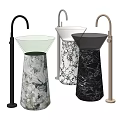 Modern Decorative Pedestal Washbasins In Black White And Transparent Styles With Metal Faucets