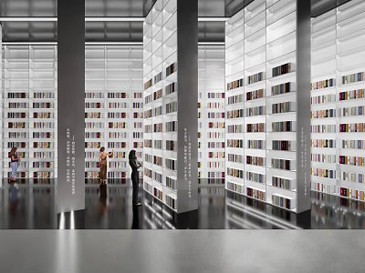 Book Art Aesthetic Library Interior With Tall Bookshelves And Colorful Book Arrangement 3d model