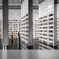 Book Art Aesthetic Library Interior With Tall Bookshelves And Colorful Book Arrangement