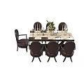 Elegant Dining Table With Black Chairs Vase And Tableware Decoration Setup