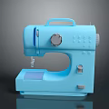 Blue Modern Sewing Machine with Round Knob Needle And Stable Base 3d model