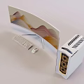 Curved Monitor Desktop PC Setup With Keyboard Mouse Wavy Pattern And White Case