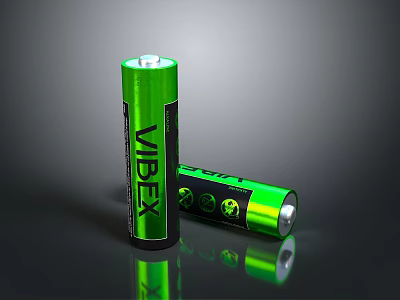 Realistic Style Battery Battery Pen Stationery Green Battery Green Pen Battery Pen Game Props 3d model