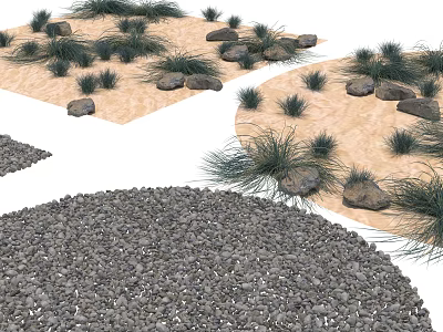 Natural Landscape Design With Stones And Wooden Elements For Outdoor Gardens 3d model