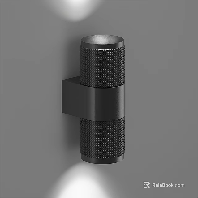 Modern Black Cylindrical Wall Light With Textured Surface And Sleek Design 3d model