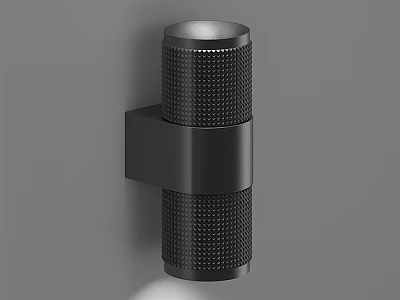 Modern Black Cylindrical Wall Light With Textured Surface And Sleek Design 3d model