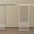 Modern Glass Sliding Doors With Black And White Frames For Interior Design 3d model