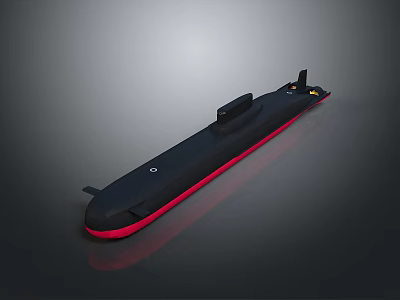 Black And Red Submarine Model 3D Rendering With Detailed Design Features 3d model