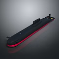Black And Red Submarine Model 3D Rendering With Detailed Design Features 3d model