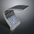Curved Concrete Architectural Structure With Black Grille Top Design 3d model