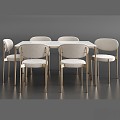 Table and Chair Combination West Elm 3d model