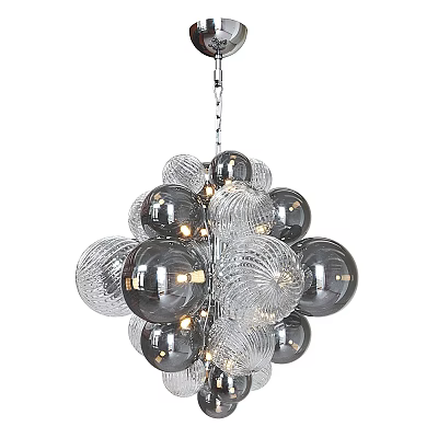Modern Glass Sphere Chandelier With Silver Accents And Illuminated Design Elements 3d model