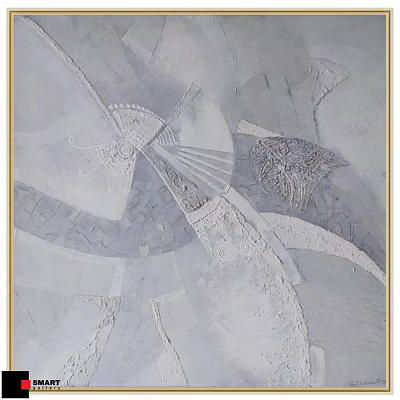 Gray Toned Decorative Picture Frame With Intricate Textures And Geometric Patterns 3d model