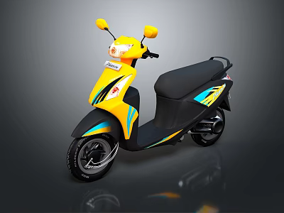 Stylish Yellow and Black Scooter with Blue Accents and Modern Design 3d model