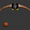 Basketball Player in Black Jersey with Number 25 Balancing Basketball in Yellow Shoes