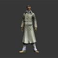 Game Movie Character In Long Diamond Pattern Coat Blue Shirt White Pants