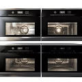 Four Built in Black Kitchen Ovens With Digital Display And Stainless Steel Interior