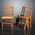 Rustic Wooden Leisure Chair Design With Green Plant And Smooth Surface