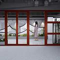 Modern Office Landscape With Curved Wall Decor Green Plants Stone Accents And Recessed Lighting
