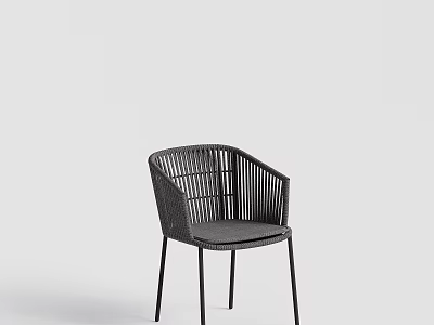 Modern Rattan Dining Chair With Sleek Design And Metal Legs For Comfortable Seating 3d model