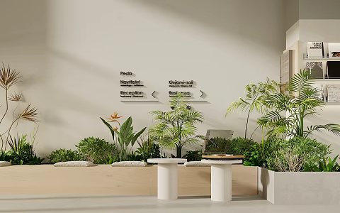 Industrial Style Milk Tea Shop Rest Area Milk Tea Shop Card Seat Table and Chair Natural Camping Style Milk Tea Shop Green Plant Pile Milk Tea Table and Chair Landscape 3d model