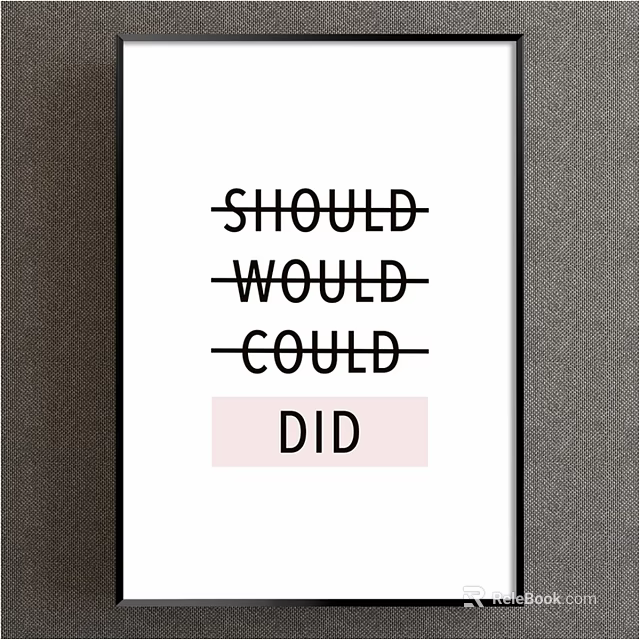 Inspirational Wall Art Framed Print With Should Would Could And Pink Highlighted Did 3d model 