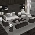 Modern Living Room Sofa Coffee Table Set With Throw Pillows Armchairs And Area Rug